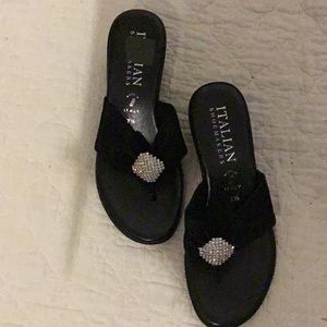 Black Dressy sandals with rhinestones